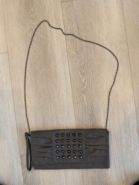 LaChateau Studded Grey  Chain-Strap Wristlet  Clutch or cross body -versatile -